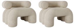 Set of Misty Beige Aurora Armchairs by Nelson Araujo
