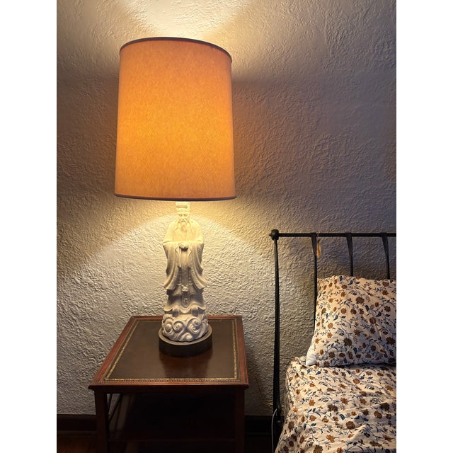 1950s Chinoiserie Blanc De Chine Figural Table Lamps Large Scale- A Pair For Sale - Image 12 of 12