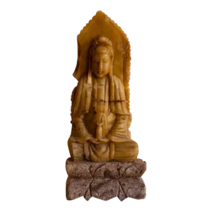 Antique Hand Carved Stone Buddha Sculpture - Serene Two-Stone Composition