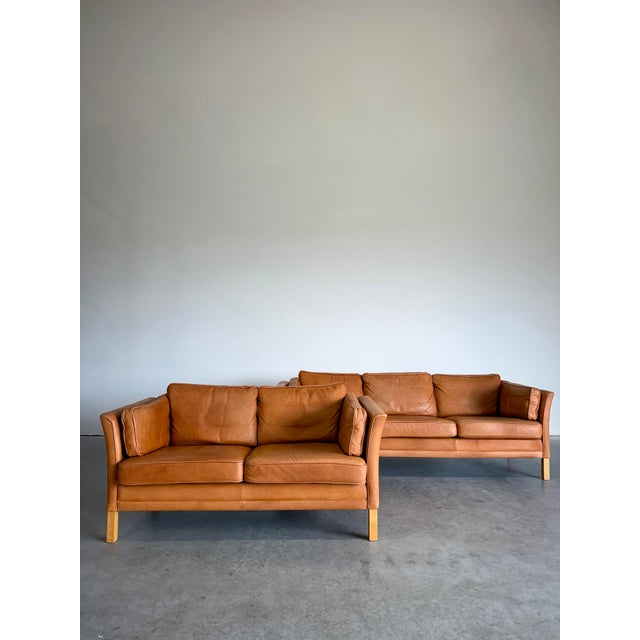 Børge Mogensen Mid Century Danish Cognac Leather Sofa For Sale - Image 4 of 10