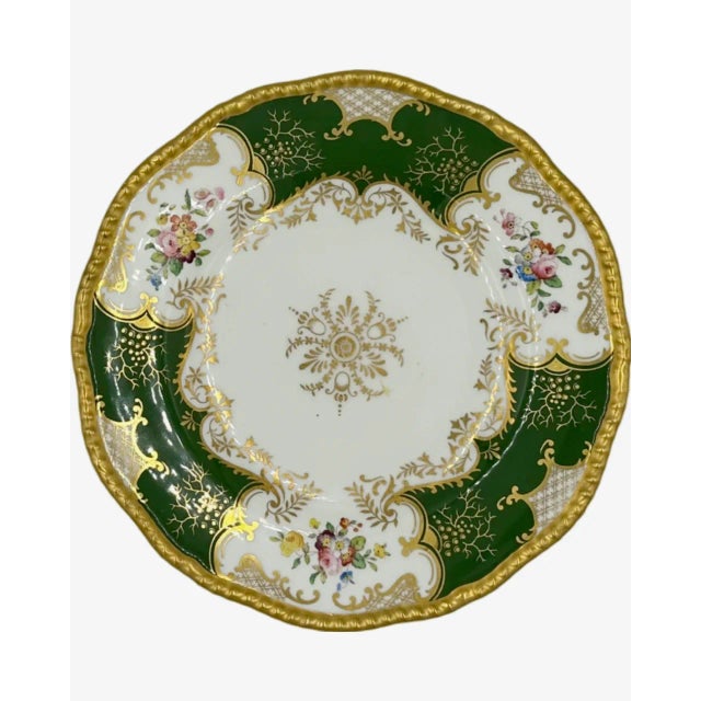 Antique Coalport England Green Floral Porcelain Salad Plate For Sale - Image 9 of 10