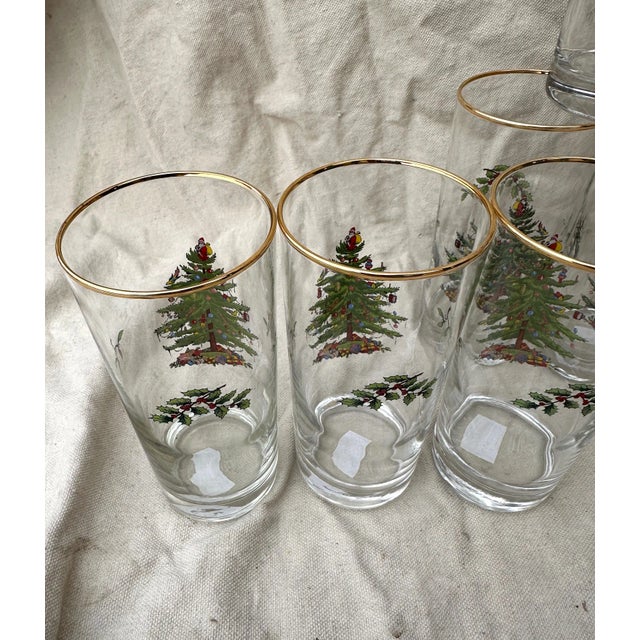 Spode Vintage Set of 8 Spode Christmas Tree Highball Glasses For Sale - Image 4 of 6