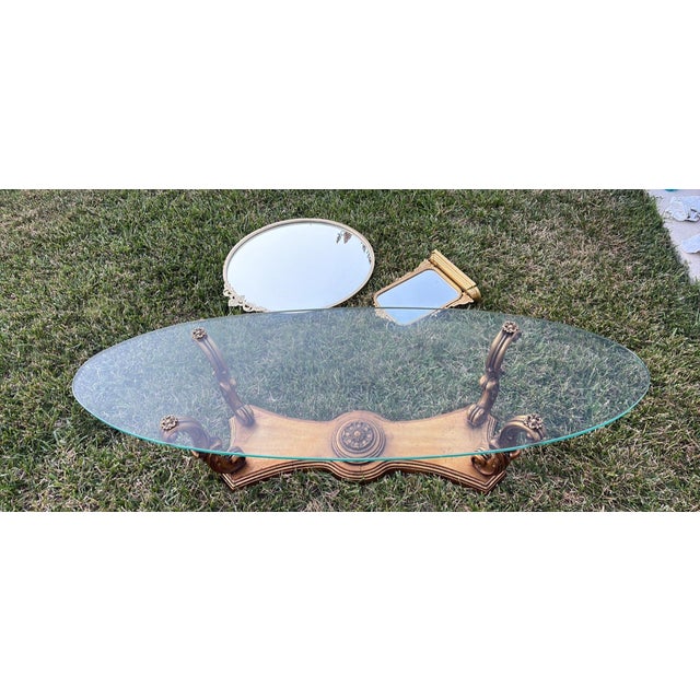Mid 20th Century Vintage Mid-20th Century Weiman Gold Glass Coffee Table For Sale - Image 5 of 6