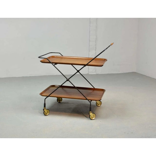 Teak & Steel Tea Trolley by Paul Nagel for JIE Gantofta, 1950s For Sale - Image 9 of 10