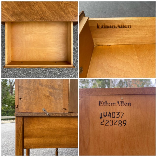 Vintage Ethan Allen Heirloom Nutmeg Maple Custom Room Plan Traditional Corner Writing Desk With Bookcase Top For Sale - Image 9 of 12