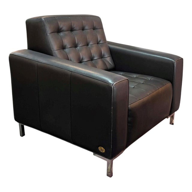 Design Ns Tufted Leather Lounge Chair For Sale