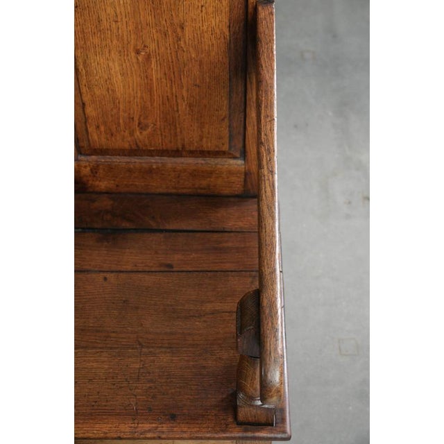 Antique English Oak Hall Bench with Storage Space For Sale - Image 9 of 18