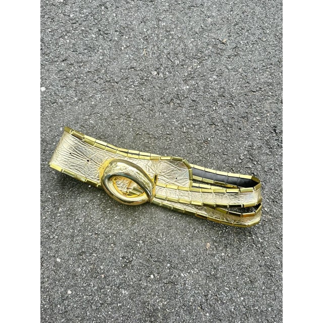 Gold Leather Supra Belt For Sale - Image 4 of 5