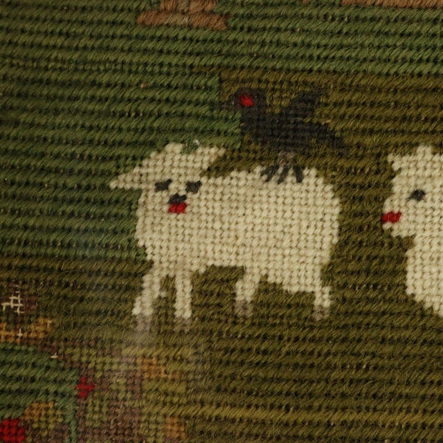 Mid 19th Century Victorian Petit Point Embroidery of a Shepherd With Sheep For Sale - Image 5 of 10