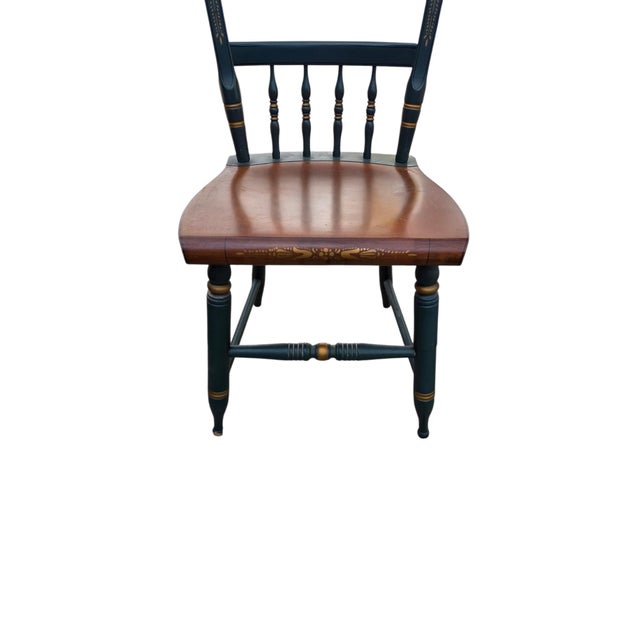 Pair of Vintage L Hitchcock Plank Bottom Dining Side Chairs Paint Decorated For Sale - Image 15 of 16