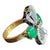 Art Deco 18 K Gold Ladies Twin Emerald & Diamond Ring Size 8 For Sale - Image 4 of 11