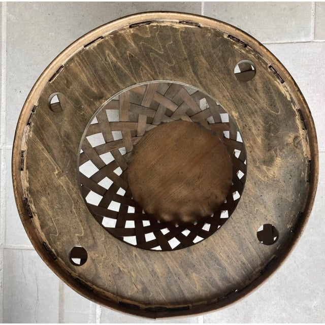 Henredon Circa 76 Collection Solid Oak Slat Barrel Drum Drinks Table