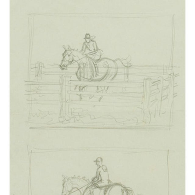 Two Pencil Sketches, Two Show Jumpers Art Sz: 10"H x 7'W Frame Sz: 15"H x 12'W