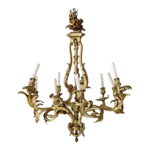 French Rococo Revival Gilt Bronze Nine-light Chandelier