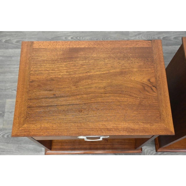 Lane Walnut Mid-Century Modern Nightstands- a Pair For Sale In Boston - Image 6 of 9