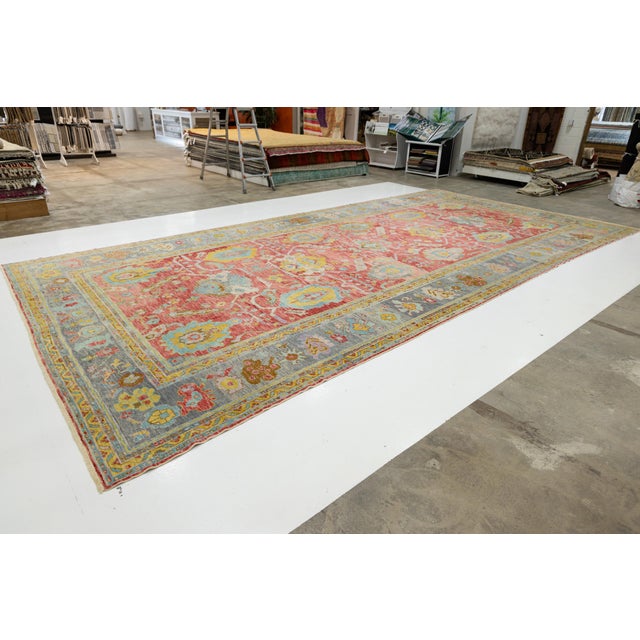 Oversized 12x25 Modern Turkish Oushak Rug in Red Hand-Knotted Wool For Sale - Image 4 of 13