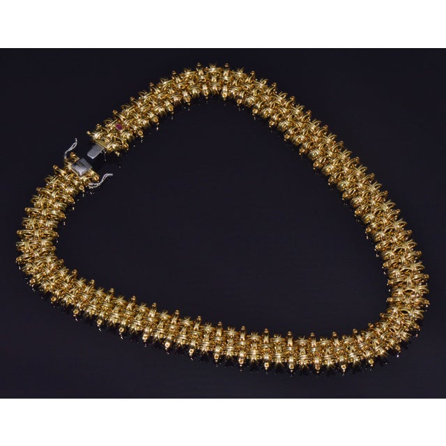 Late 20th Century Roberto Coin Barocco 1.36ct Diamond Soild 18k Yellow Gold Collar Necklace 124.9g For Sale - Image 4 of 15