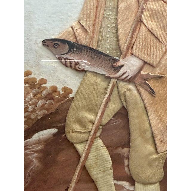 Anonimo, Painted Picture Scene, 1800s, Gouache and Fabric For Sale - Image 4 of 5