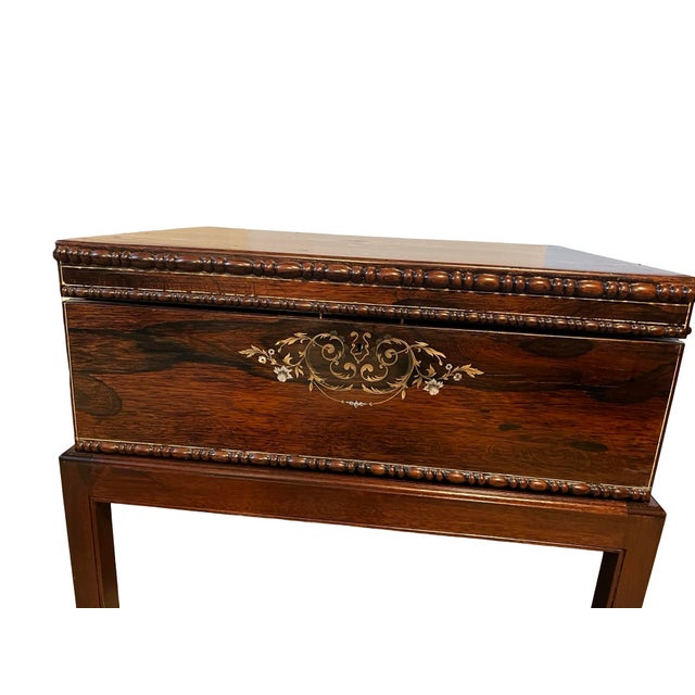 English 19th Century Rosewood Writing Box on Later Mahogany Stand For Sale In Houston - Image 6 of 10