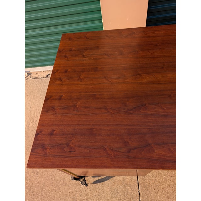 1950s Walnut and Cane Executive Desk by Edward Wormley for Dunbar Furniture For Sale - Image 15 of 17