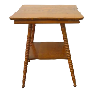 Early 1900s Tiger Oak Carved Large Side End Center Table