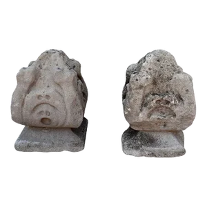 French Gothic Revival Limestone Architectural Finials - A Pair