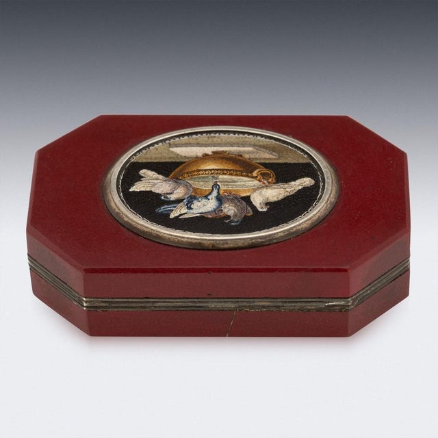 Late 19th Century Antique Italian Silver and Silver Gilt Mounted Micro Mosaic Box, 1890 For Sale - Image 5 of 18