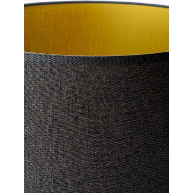 Vintage Jasba Cortina Black and White Crackle Ceramic Table Lamp, New Black Linen Lampshade For Sale - Image 12 of 17