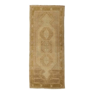 Turkish Mini Rug Oriental Hand Knotted Vintage Rug 1'2" x 3'8" #21175 For Sale