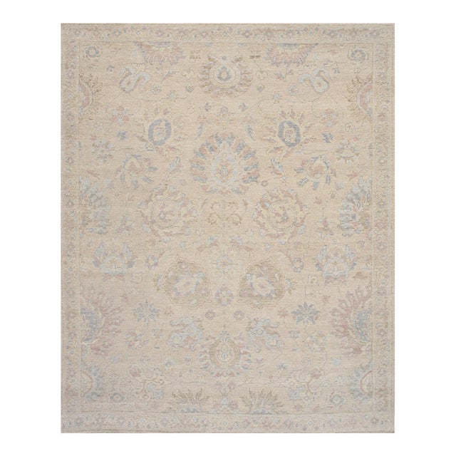 Oushak Wool Beige Area Rug-10' 1'' X 13'11'' For Sale