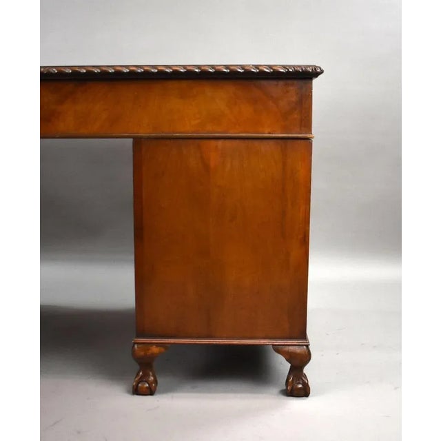 Vintage Burr Walnut Pedestal Desk, 1920 For Sale - Image 9 of 12