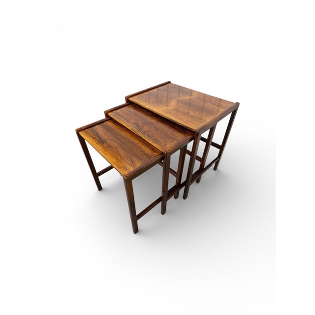 Mid-Century Danish Modern Rosewood Nesting Tables - Set of 3 For Sale - Image 4 of 6