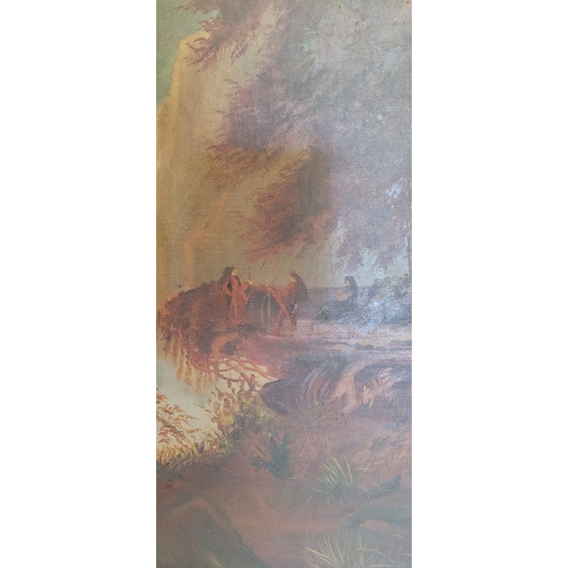 Rare 19th Century Oil Painting Hudson Valley Indian Chief Landscape For Sale - Image 10 of 14