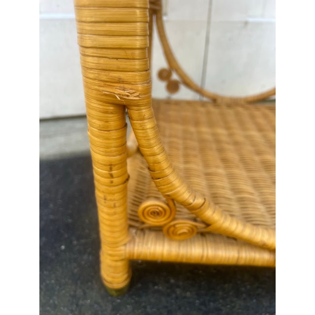 Vintage Wicker Side Table Nightstand With Drawer For Sale - Image 11 of 12
