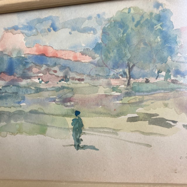 Original 8 x 10 watercolor painting on paper signed & dated bottom right Overall size with vintage frame is approximately...