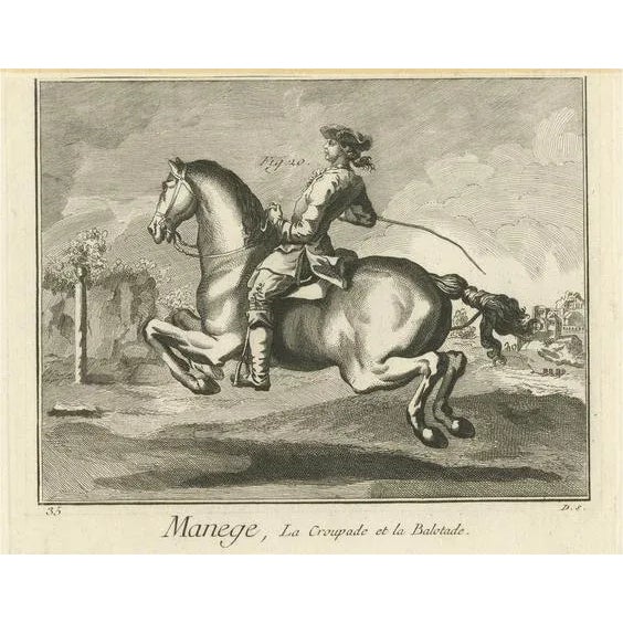 Ballotade Horse Riding, 1765, Copper Engraving on Paper For Sale - Image 6 of 6