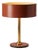 Mid-Century Leather and Brass Table Lamp with Drum Shade, 1950s For Sale