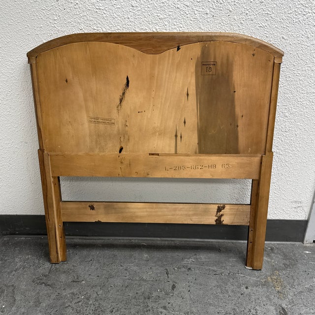 Twin Size Walnut Headboard With Rattan Panels For Sale - Image 11 of 12