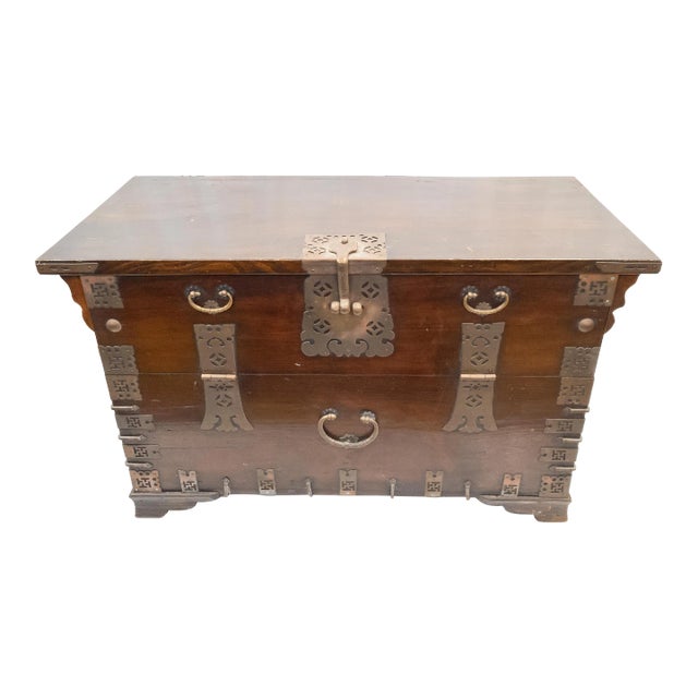Early 20th Century Decorative Asian Korean Tansu Fall Front Chest For Sale