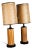 1960s Mid Century Modern Lamp Set Table Light Lighting Gruvwood Walnut Cane Shade Pair For Sale