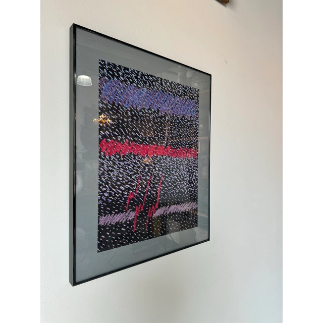 I'm pleased to offer for sale this tstunning Vintage expressionist abstract lithography and mixed midia Oil Pastel...