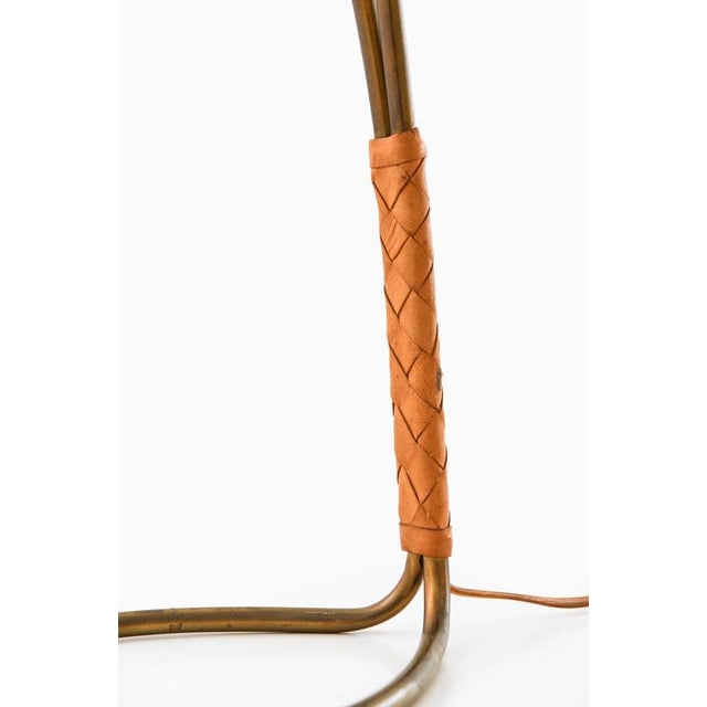 Table Lamp in Brass with Leather and Metal by Svend Aage Holm Sørensen, 1950s For Sale - Image 4 of 10