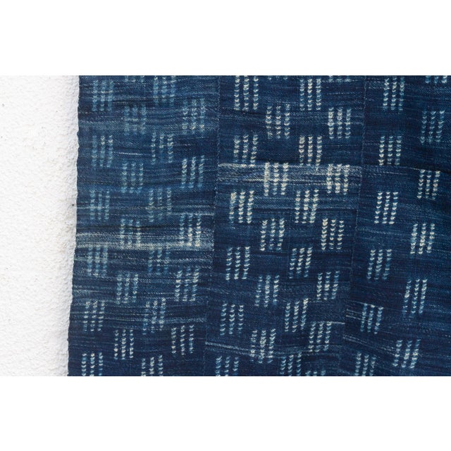 African Ticking Pattern Indigo Mud Cloth Throw For Sale - Image 3 of 6