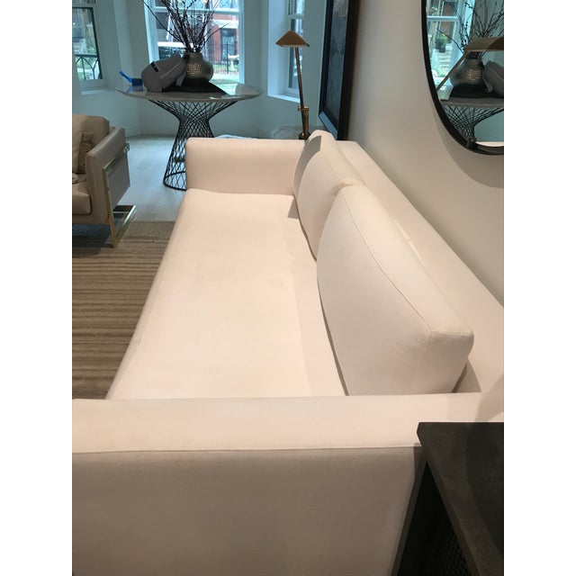 Restoration Hardware Modern 8’ Italia Taper Arm White Fabric Sofa