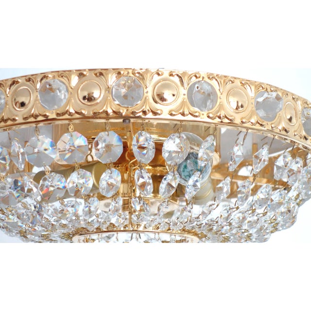 24 Carat Gold-Plated Brass & Lead Crystal Chandelier from Sölken Leuchten For Sale - Image 4 of 10
