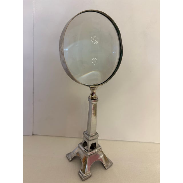 French Vintage Hollywood Regency Style Parisian Desk Assessory Eiffel Tower Magnifying Glass For Sale - Image 3 of 3