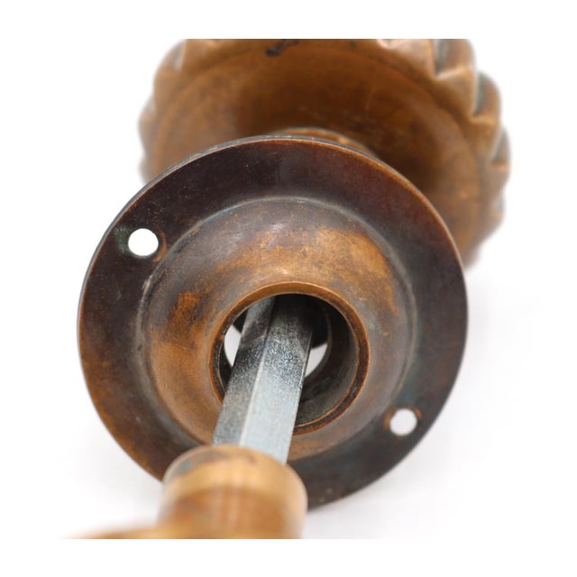 Bronze Vintage Bronze Fluted Passage Door Knob & Plate Set For Sale - Image 8 of 11