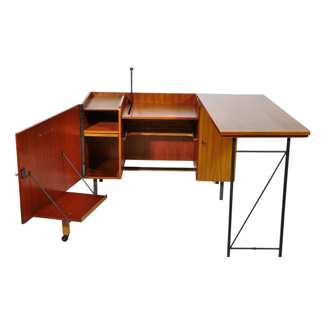 Mid-Century Modern Sideboard with Desk in Teak, 1960s For Sale
