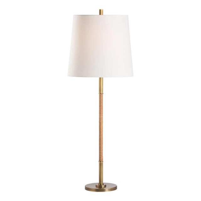 Amelia Rattan Lamp - Aged Brass For Sale