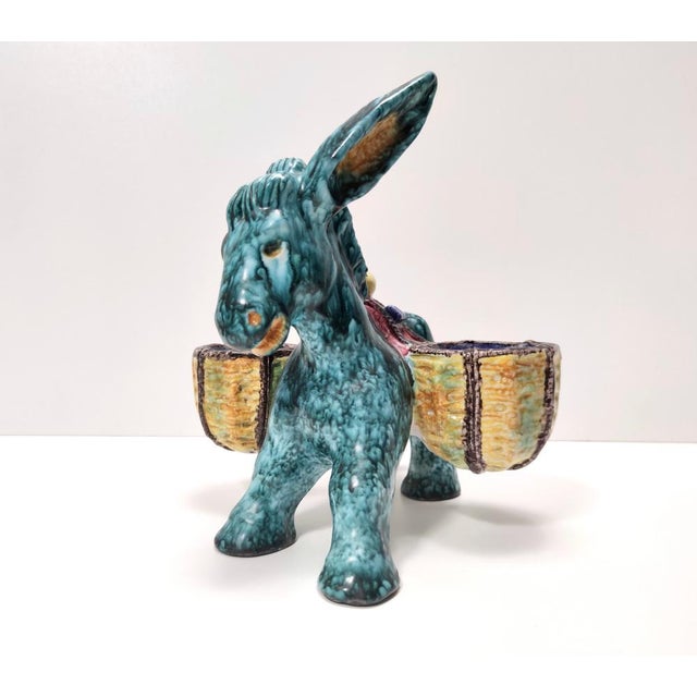 Hand-Painted Earthenware Figural Donkey Table Salt Cellar and Pepper Mill, Italy, 1983 For Sale - Image 12 of 16
